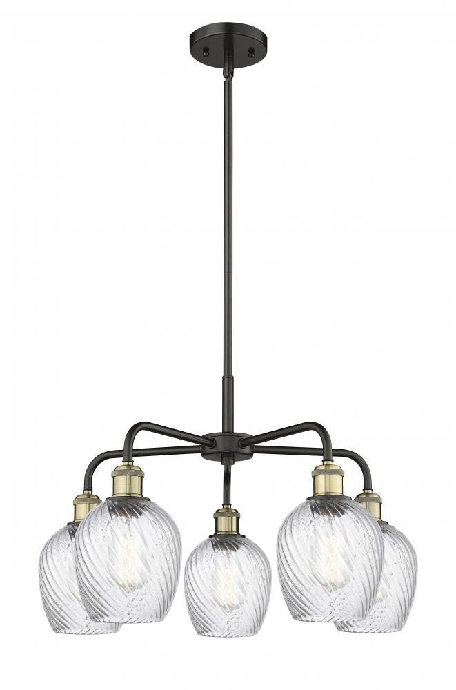 Salina - 5 Light - 24 inch - Black Antique Brass - Chandelier