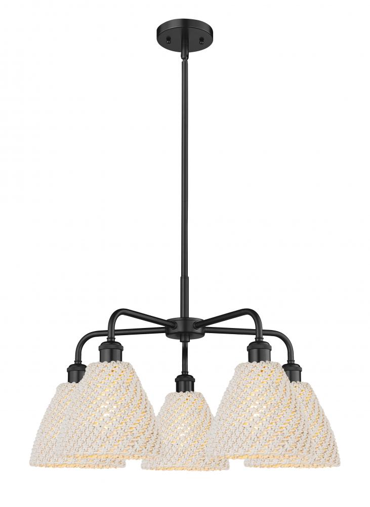 Bristol Natural - 5 Light - 26 inch - Matte Black - Stem hung - Chandelier