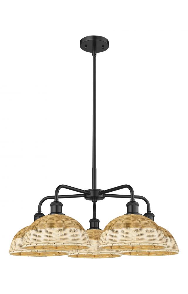 Bristol Natural II - 5 Light - 28 inch - Matte Black - Stem hung - Chandelier