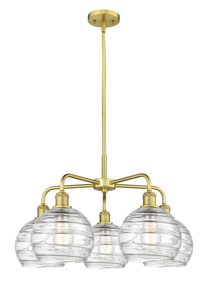 Athens Deco Swirl - 5 Light - 27 inch - Satin Gold - Stem hung - Chandelier