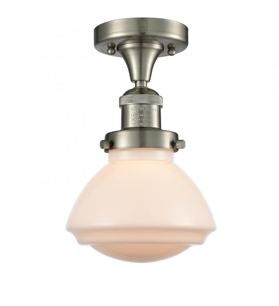 Olean - 1 Light - 7 inch - Brushed Satin Nickel - Semi-Flush Mount