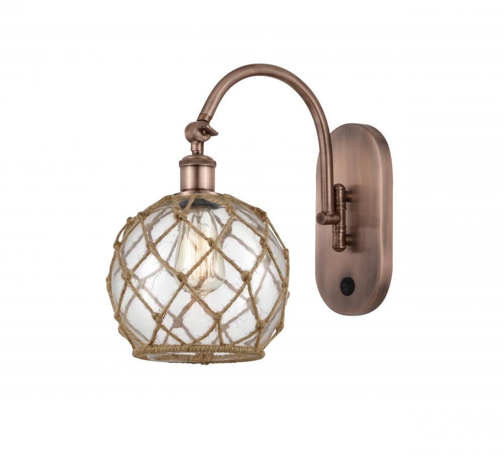 Farmhouse Rope - 1 Light - 8 inch - Antique Copper - Adjustable Swing Arm
