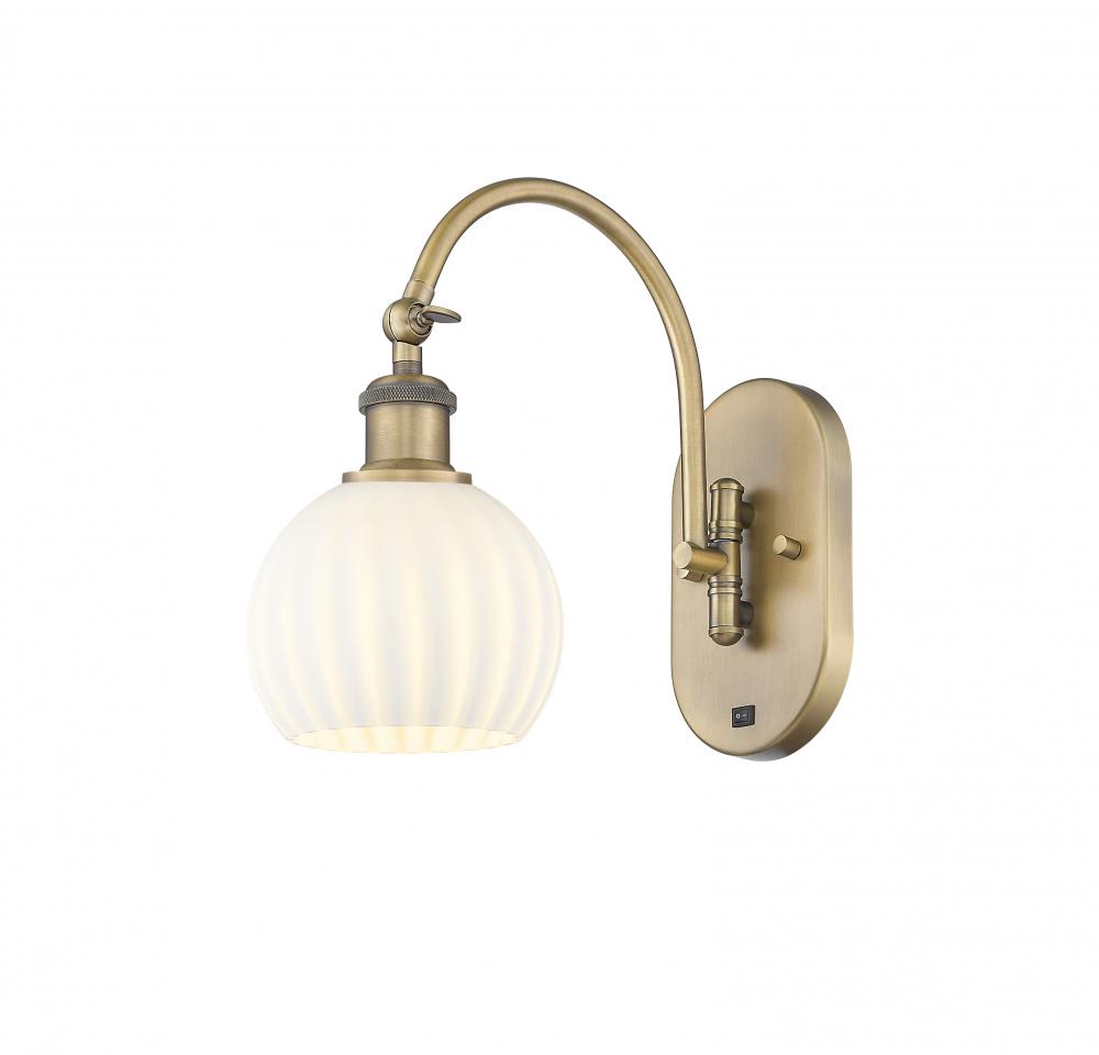 White Venetian - 1 Light - 6 inch - Brushed Brass - Adjustable Swing Arm
