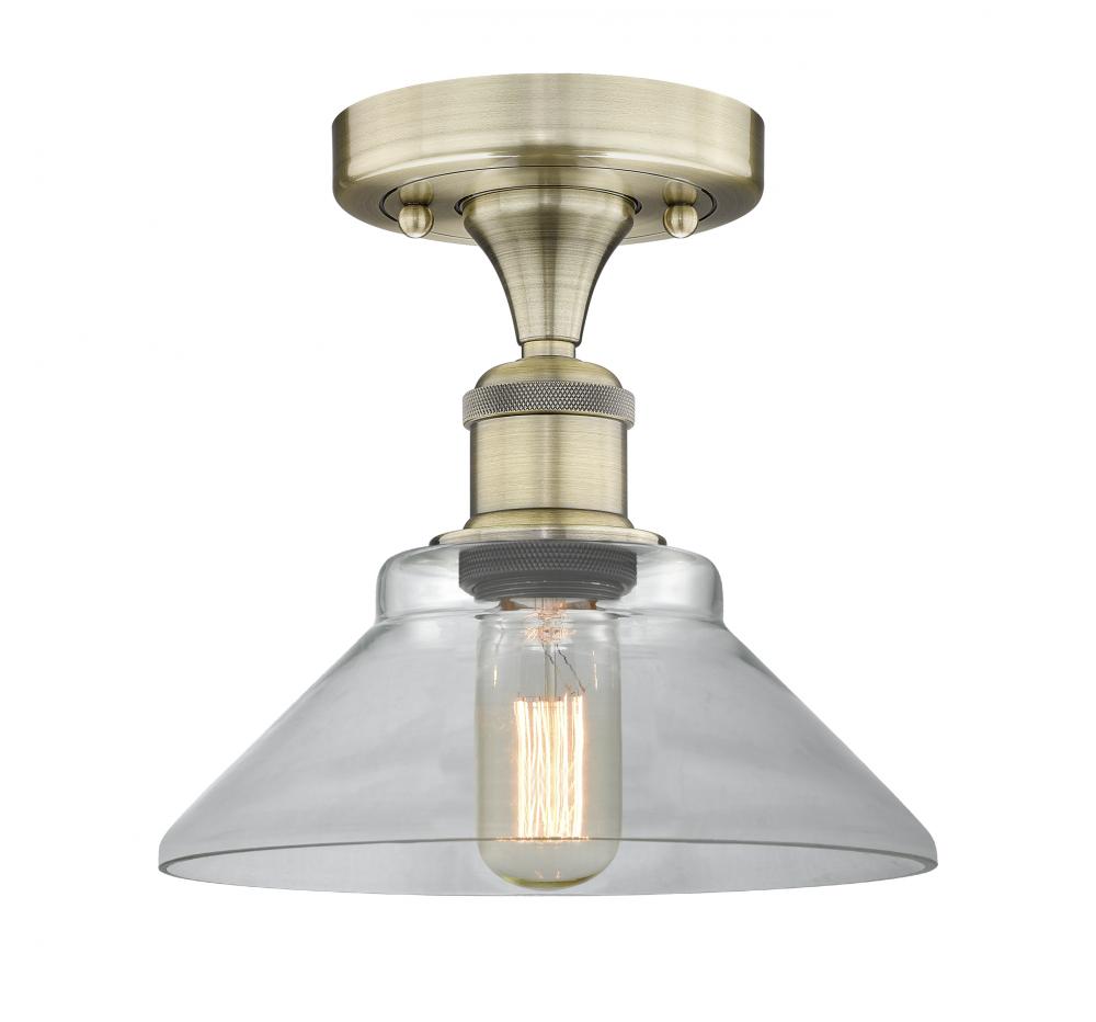 Orwell - 1 Light - 8 inch - Antique Brass - Semi-Flush Mount
