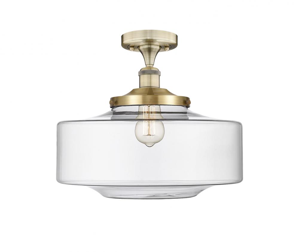 Bridgeton - 1 Light - 16 inch - Antique Brass - Semi-Flush Mount