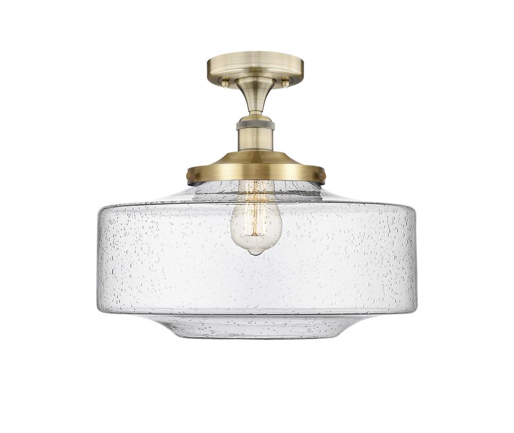 Bridgeton - 1 Light - 16 inch - Antique Brass - Semi-Flush Mount