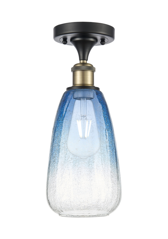 Brookhaven Almond - 1 Light - 6 inch - Black Antique Brass - Semi-Flush Mount