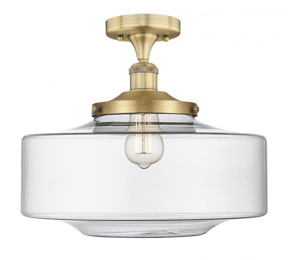 Bridgeton - 1 Light - 16 inch - Brushed Brass - Semi-Flush Mount