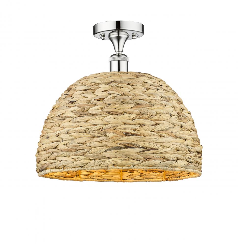 Woven Rattan - 1 Light - 16 inch - Polished Chrome - Semi-Flush Mount