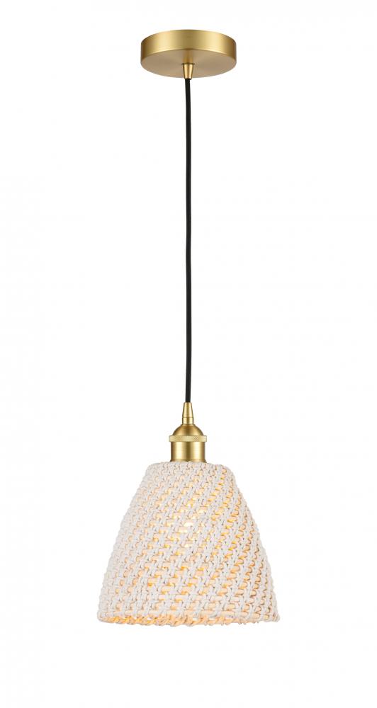 Bristol Natural - 1 Light - 6 inch - Satin Gold - Cord hung - Mini Pendant