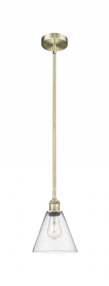 Berkshire - 1 Light - 8 inch - Antique Brass - Stem hung - Mini Pendant