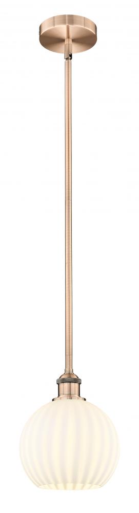 White Venetian - 1 Light - 8 inch - Antique Copper - Stem Hung - Mini Pendant