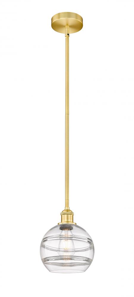 Rochester - 1 Light - 8 inch - Satin Gold - Stem hung - Mini Pendant