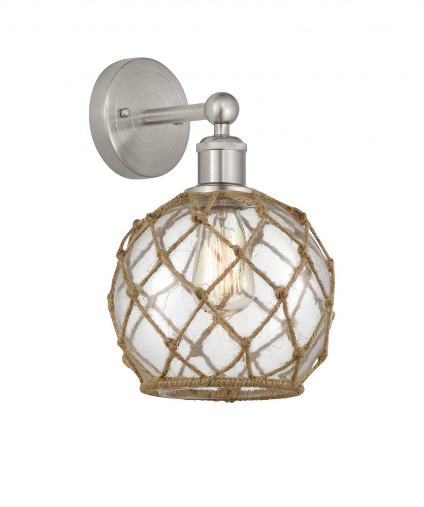 Farmhouse Rope - 1 Light - 8 inch - Brushed Satin Nickel - Sconce