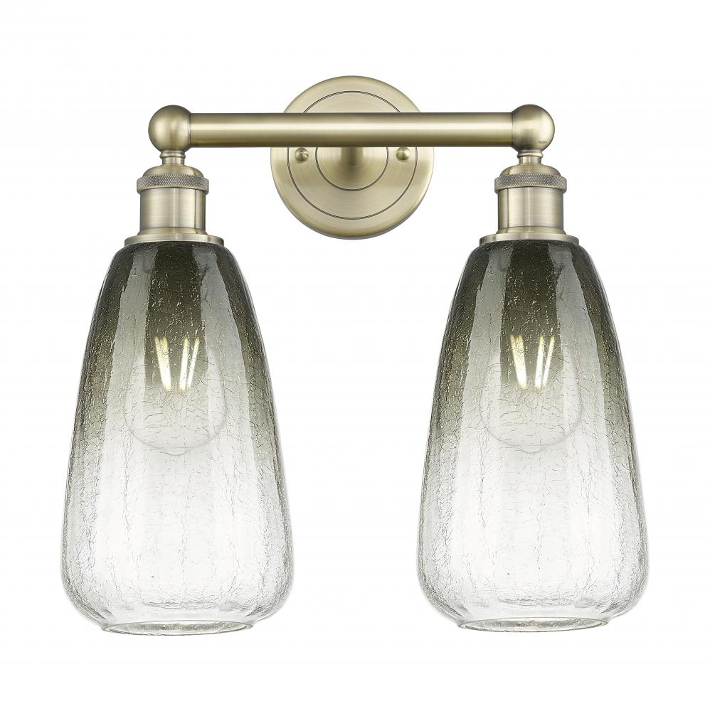 Brookhaven Almond - 2 Light - 15 inch - Antique Brass - Bath Vanity Light