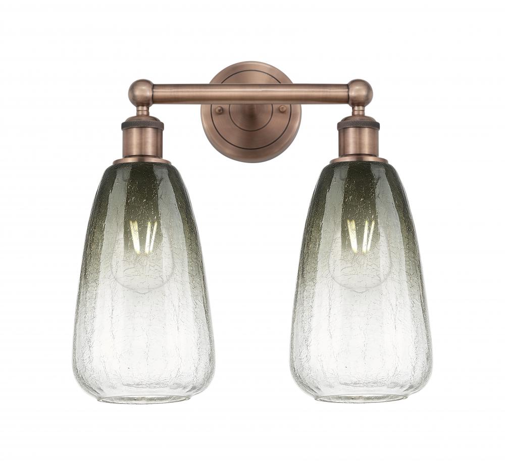 Brookhaven Almond - 2 Light - 15 inch - Antique Copper - Bath Vanity Light