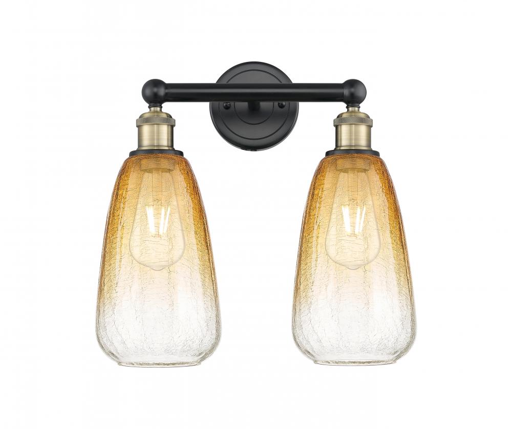 Brookhaven Almond - 2 Light - 15 inch - Black Antique Brass - Bath Vanity Light