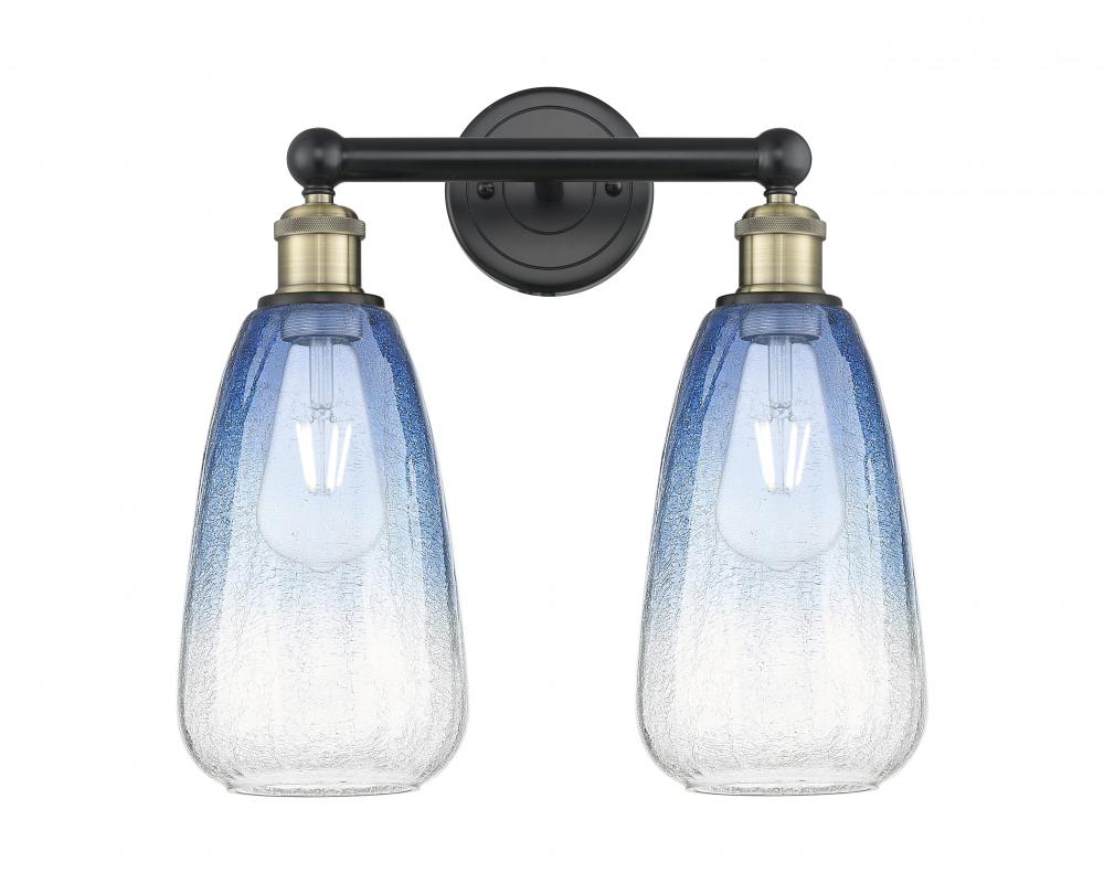 Brookhaven Almond - 2 Light - 15 inch - Black Antique Brass - Bath Vanity Light