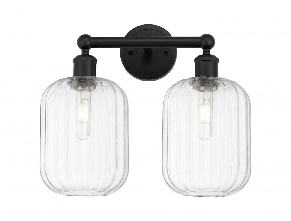 Preston Cylinder - 2 Light - 16 inch - Matte Black - Bath Vanity Light