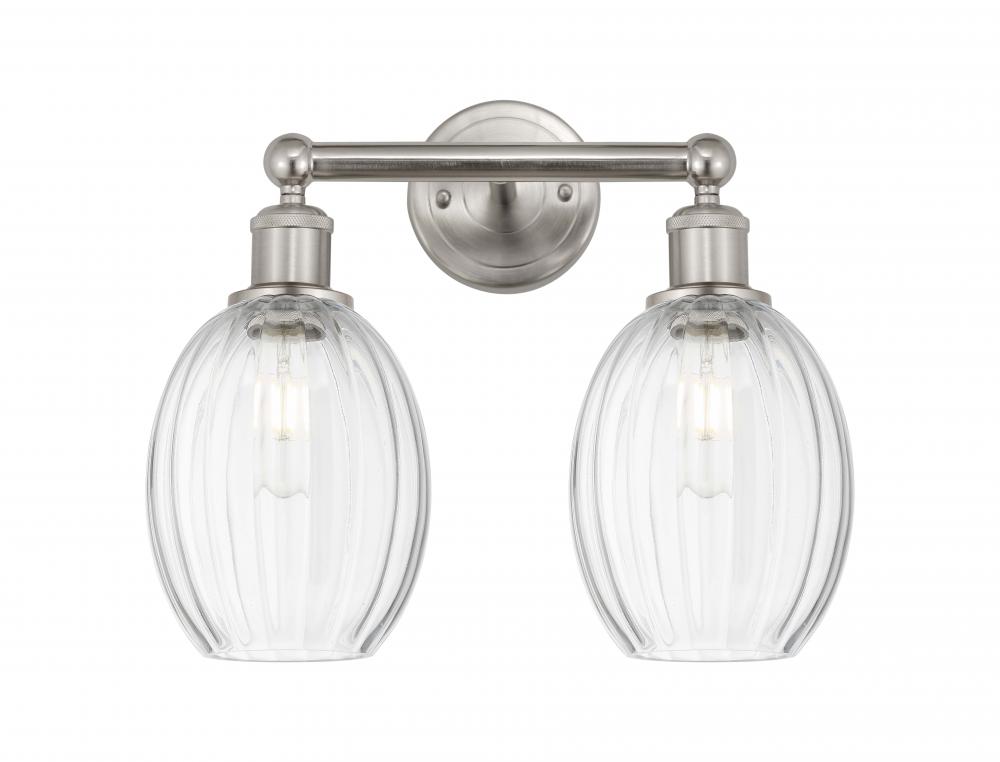 Preston Bulb - 2 Light - 15 inch - Brushed Satin Nickel - Bath Vanity Light