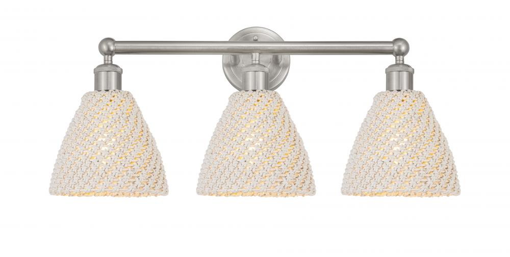 Bristol Natural - 3 Light - 26 inch - Brushed Satin Nickel - Bath Vanity Light