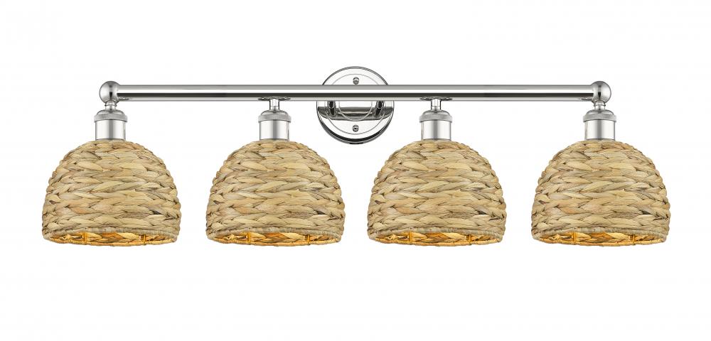 Woven Rattan - 4 Light - 35 inch - Polished Nickel - Bath Vanity Light