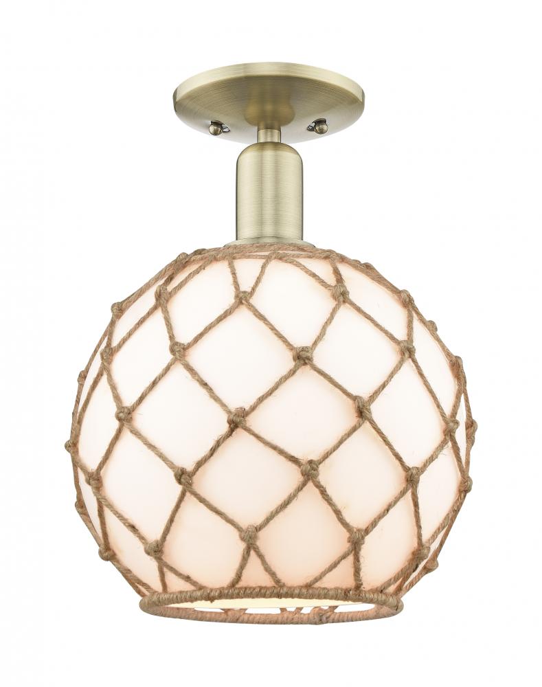 Farmhouse Rope - 1 Light - 10 inch - Antique Brass - Semi-Flush Mount