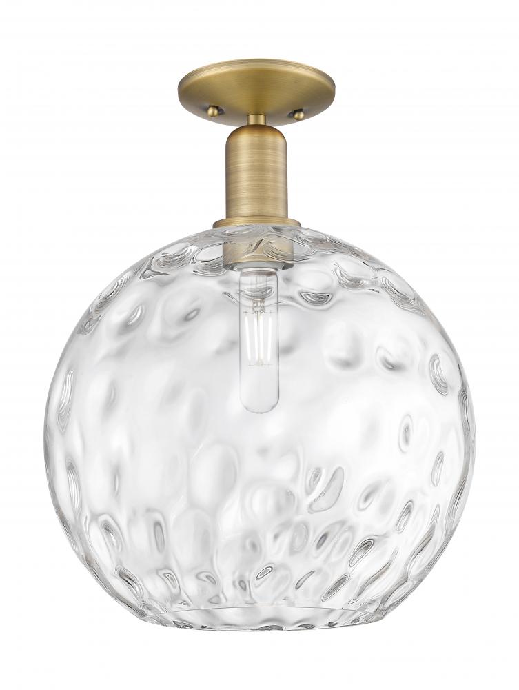 Athens Water Glass - 1 Light - 12 inch - Brushed Brass - Semi-Flush Mount