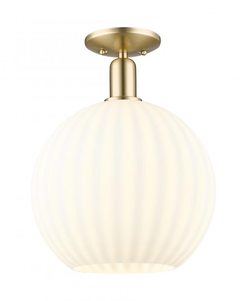 White Venetian - 1 Light - 12 inch - Champagne Bronze - Semi-Flush Mount