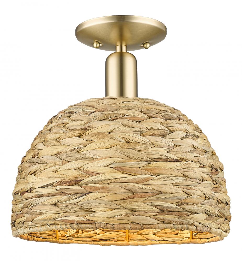 Woven Rattan - 1 Light - 12 inch - Champagne Bronze - Semi-Flush Mount