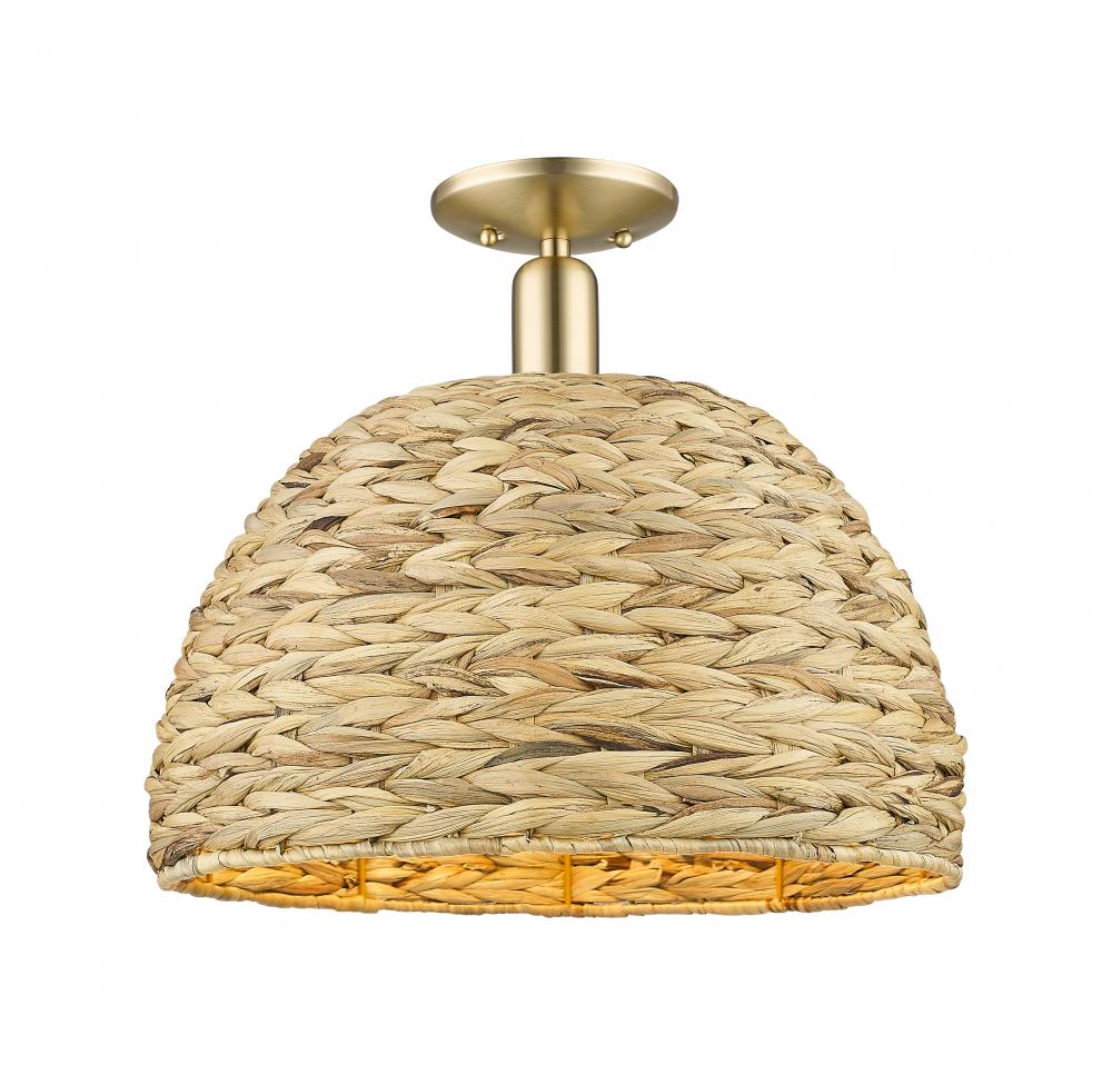 Woven Rattan - 1 Light - 16 inch - Champagne Bronze - Semi-Flush Mount