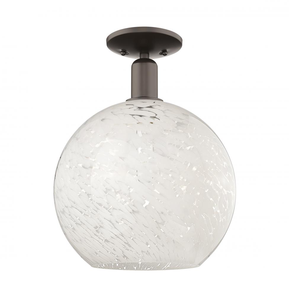 White Mouchette - 1 Light - 12 inch - Oil Rubbed Bronze - Semi-Flush Mount