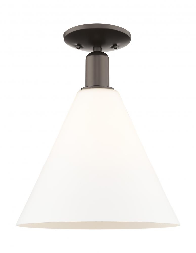 Berkshire Glass - 1 Light - 12 inch - Oil Rubbed Bronze - Semi-Flush Mount