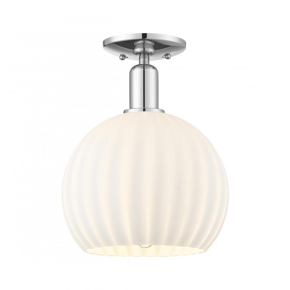 White Venetian - 1 Light - 10 inch - Polished Chrome - Semi-Flush Mount