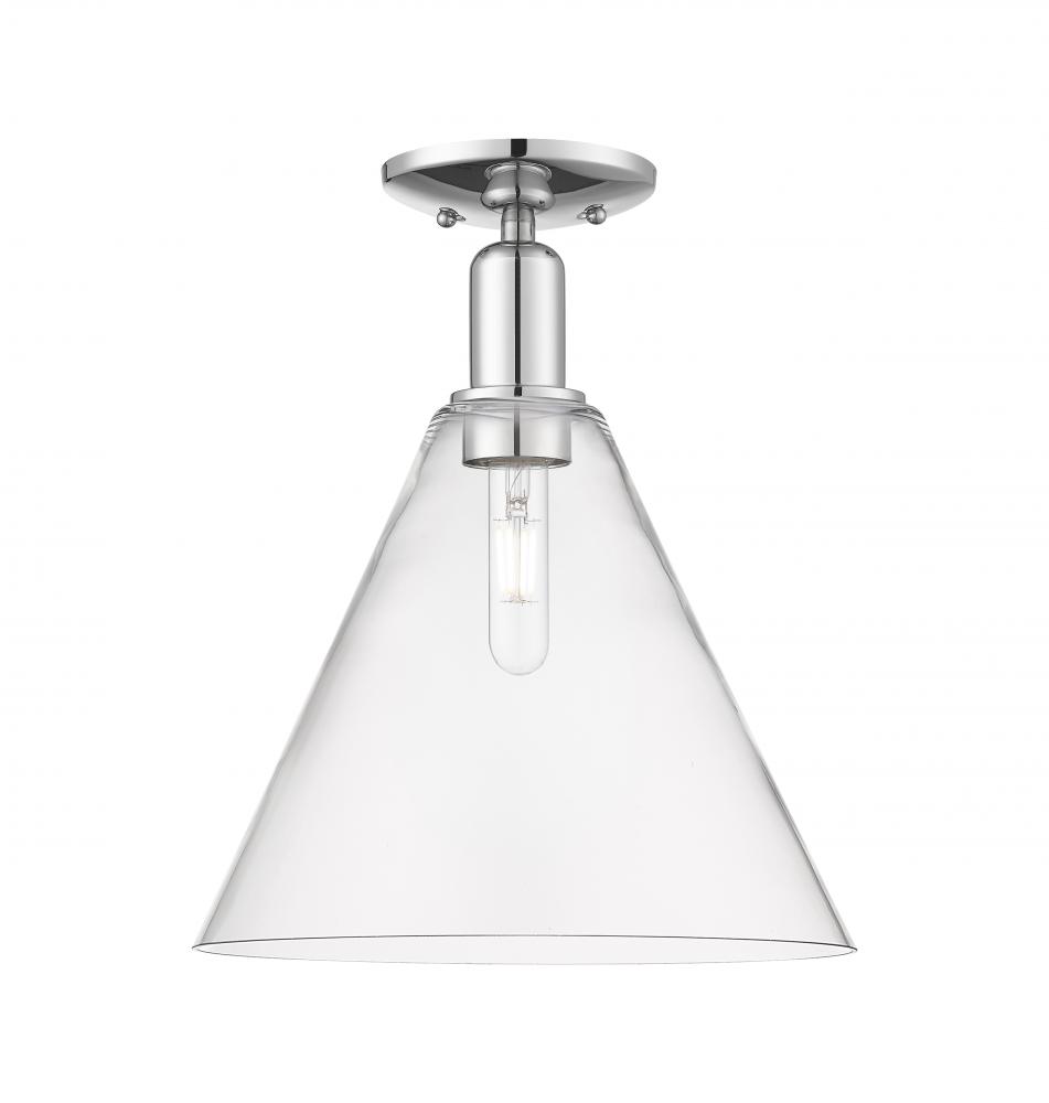 Berkshire Glass - 1 Light - 12 inch - Polished Chrome - Semi-Flush Mount