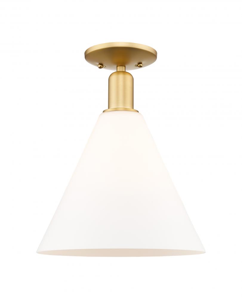 Berkshire Glass - 1 Light - 12 inch - Satin Gold - Semi-Flush Mount