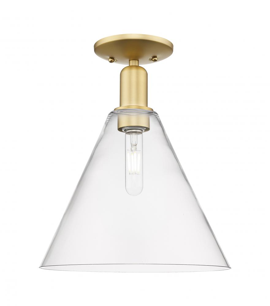 Berkshire Glass - 1 Light - 12 inch - Satin Gold - Semi-Flush Mount