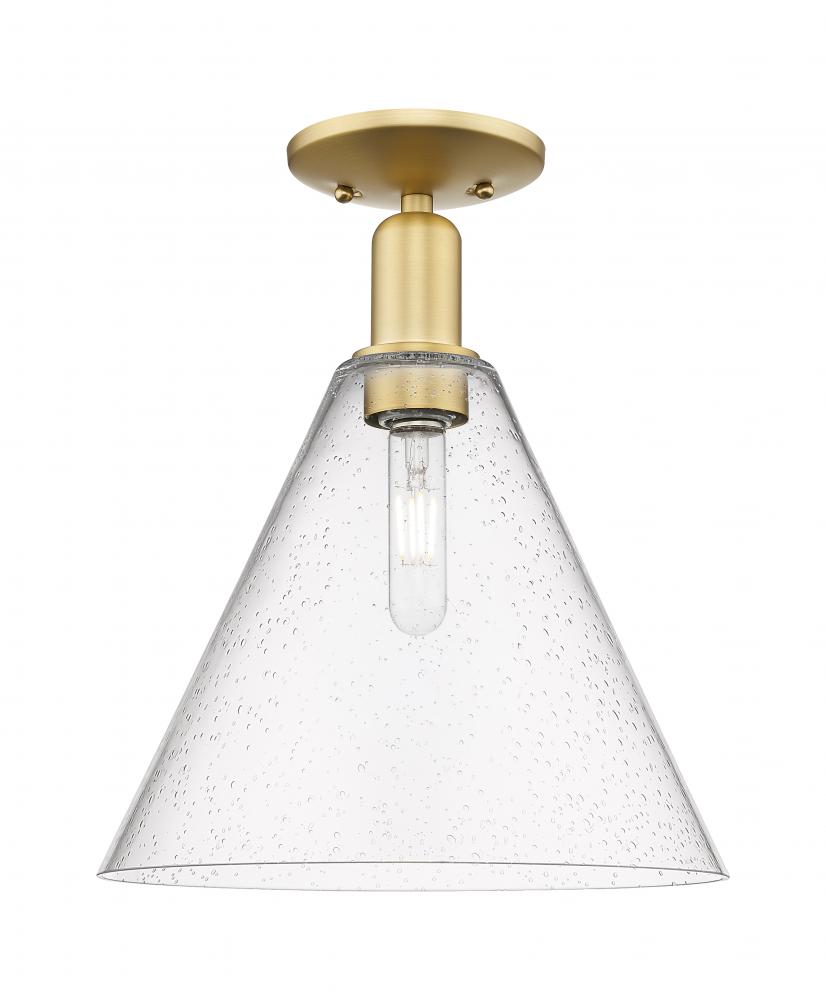 Berkshire Glass - 1 Light - 12 inch - Satin Gold - Semi-Flush Mount