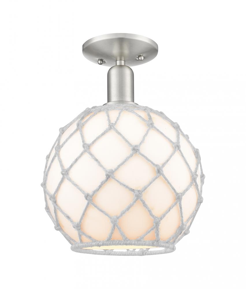 Farmhouse Rope - 1 Light - 10 inch - Brushed Satin Nickel - Semi-Flush Mount