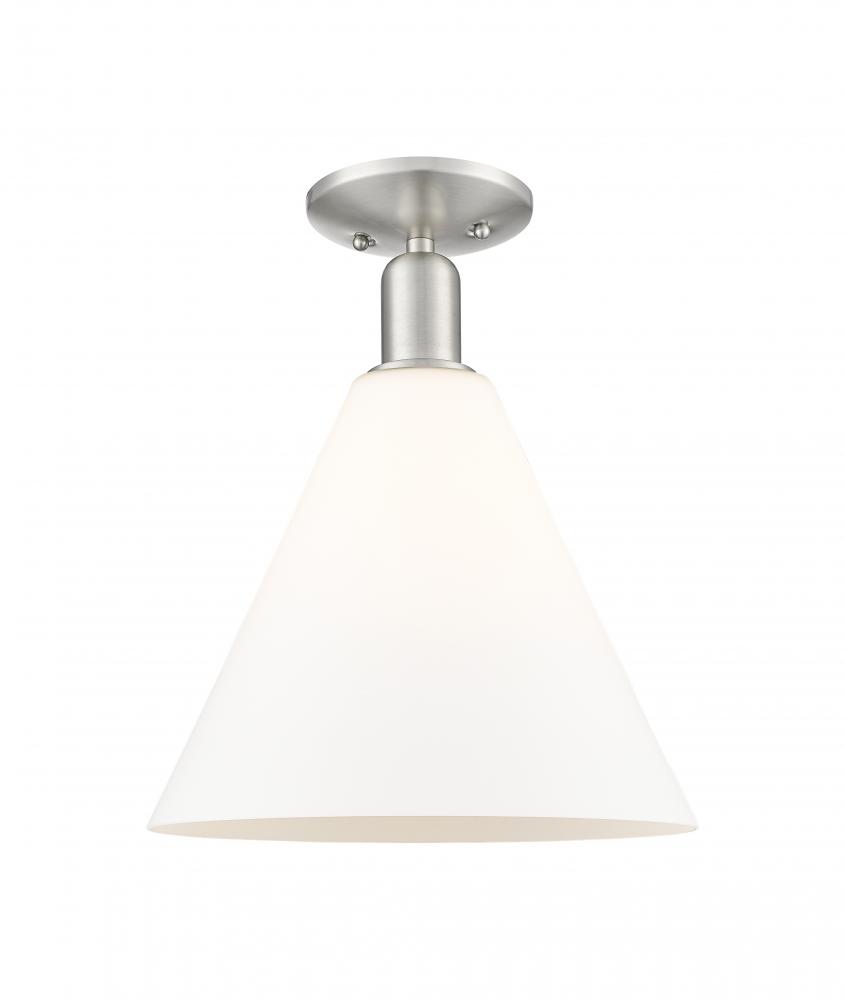 Berkshire Glass - 1 Light - 12 inch - Brushed Satin Nickel - Semi-Flush Mount