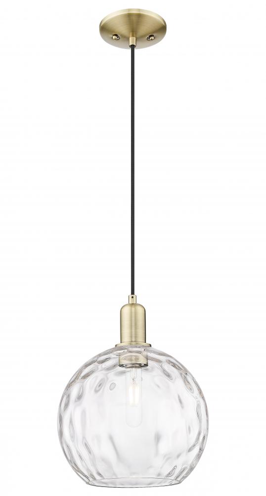 Athens Water Glass - 1 Light - 10 inch - Antique Brass - Cord hung - Mini Pendant