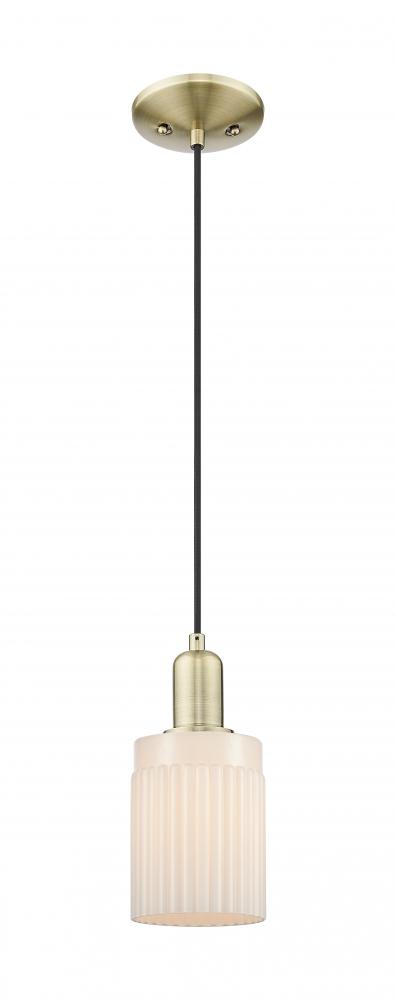Hadley - 1 Light - 5 inch - Antique Brass - Cord hung - Mini Pendant