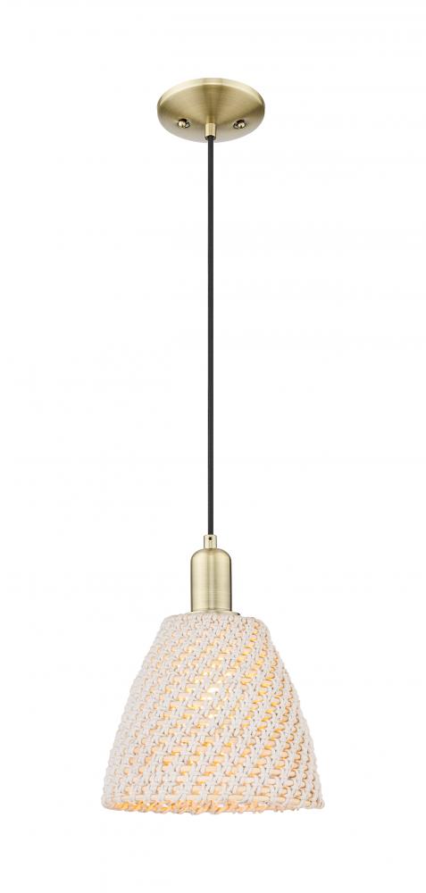 Bristol Natural - 1 Light - 6 inch - Antique Brass - Cord hung - Mini Pendant