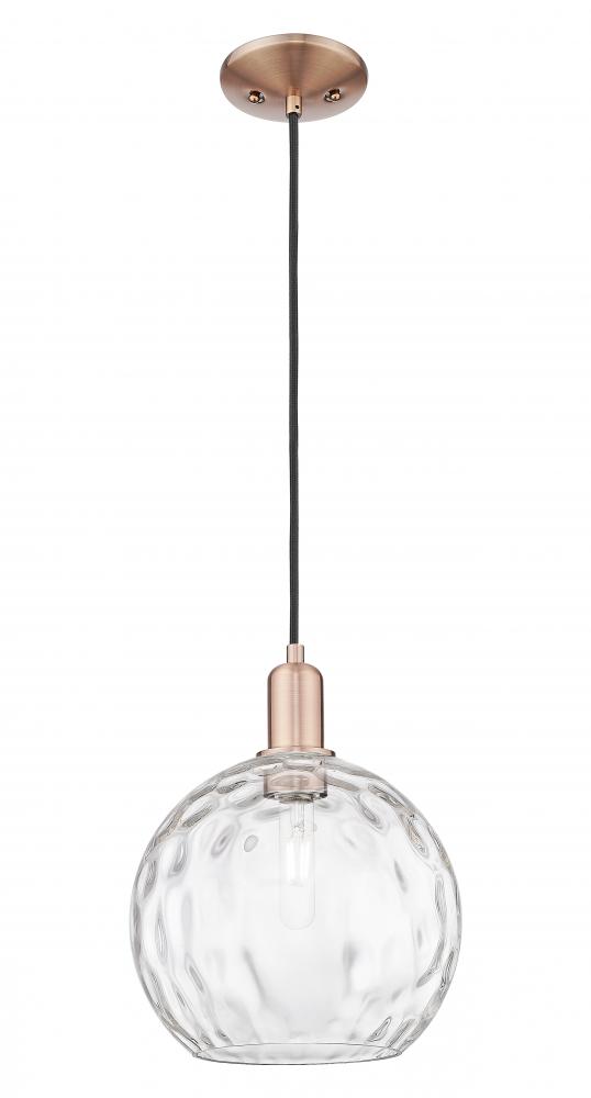 Athens Water Glass - 1 Light - 10 inch - Antique Copper - Cord hung - Mini Pendant