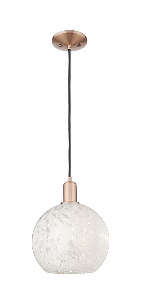White Mouchette - 1 Light - 10 inch - Antique Copper - Cord hung - Mini Pendant