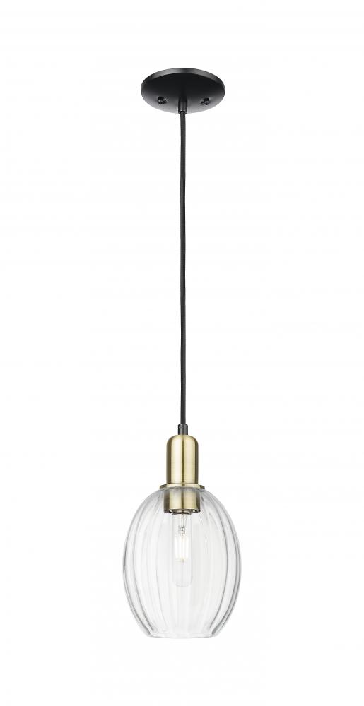 Preston Bulb - 1 Light - 6 inch - Black Antique Brass - Cord hung - Mini Pendant
