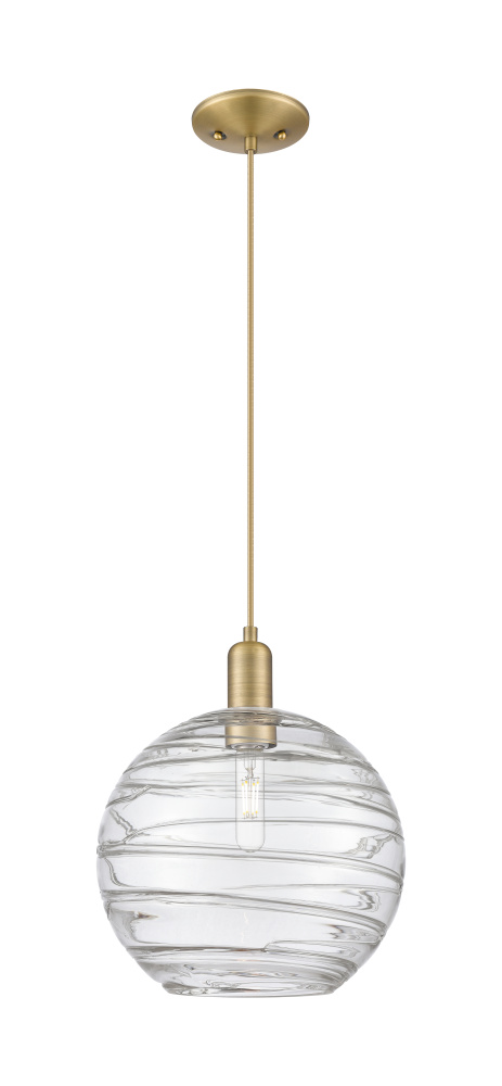 Athens Deco Swirl - 1 Light - 12 inch - Brushed Brass - Cord hung - Mini Pendant