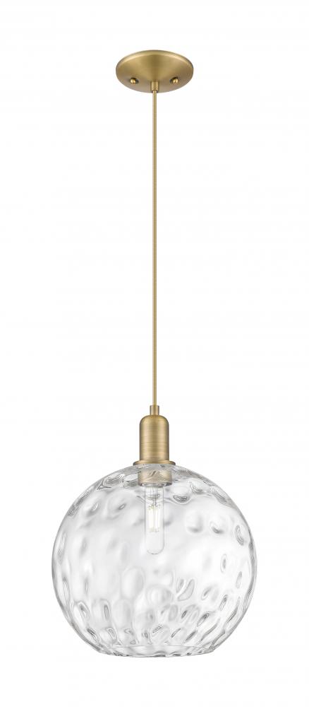 Athens Water Glass - 1 Light - 12 inch - Brushed Brass - Cord hung - Mini Pendant