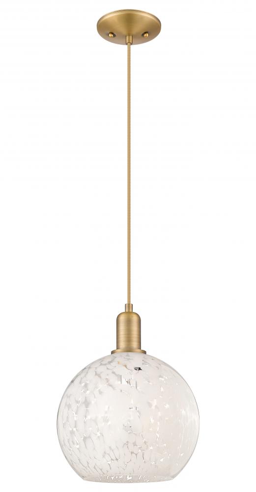 White Mouchette - 1 Light - 10 inch - Brushed Brass - Cord hung - Mini Pendant