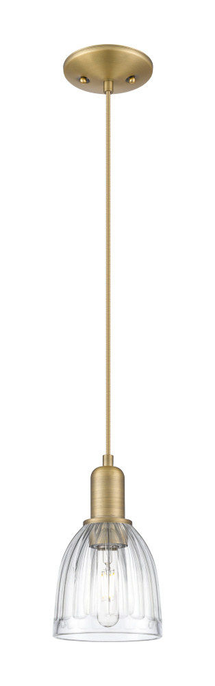Brookfield - 1 Light - 6 inch - Brushed Brass - Cord hung - Mini Pendant